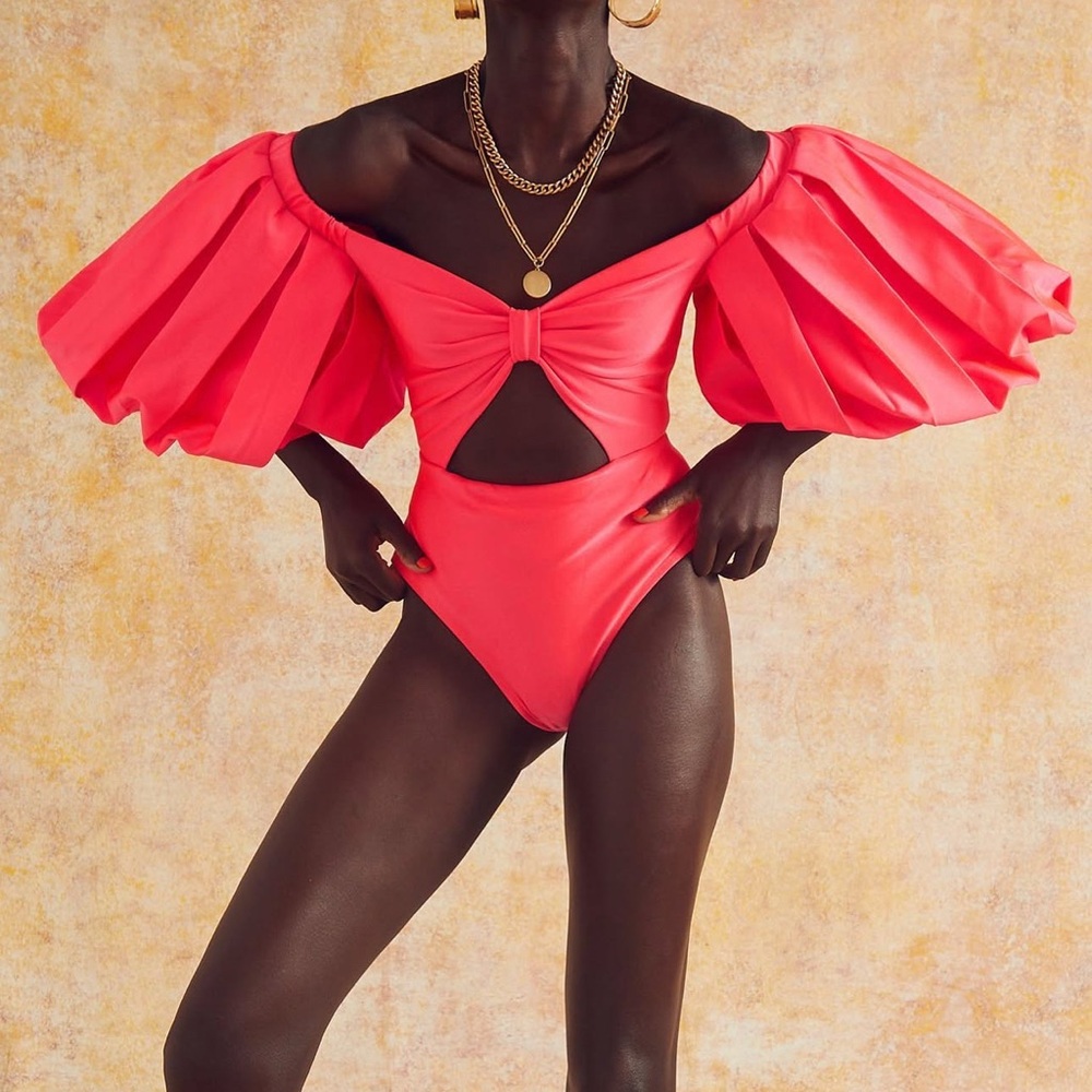 Fe Noel Neon Pink Puff Pink Sleeve Bodysuit
